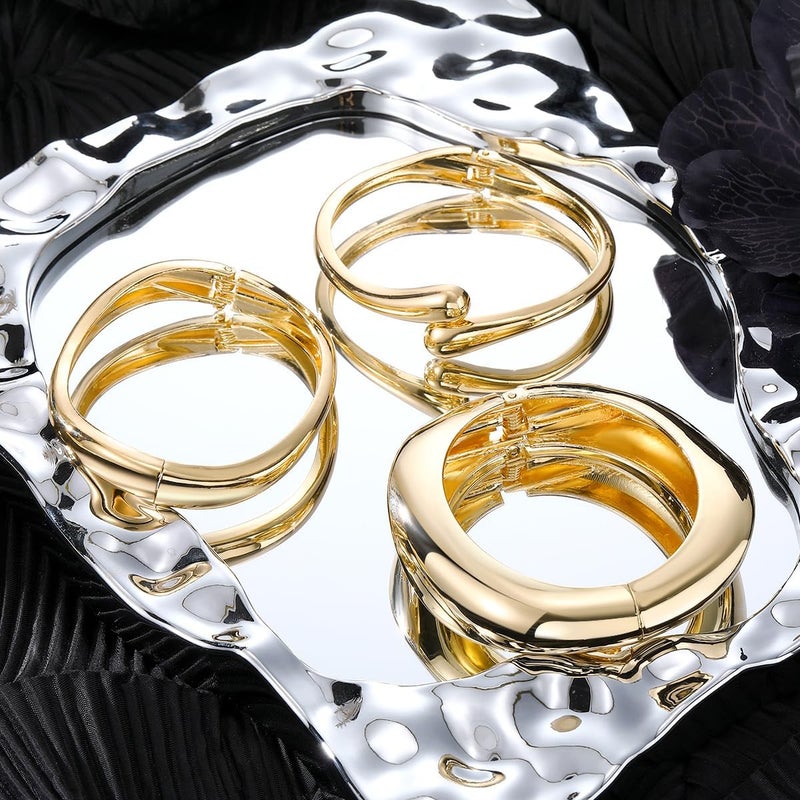 MTINEAPS Store Gold Bangle Bracelets for Women Teens Trendy Chunky Adjustable Twist Cuff Bracelet Jewelry Gifts - Image 5